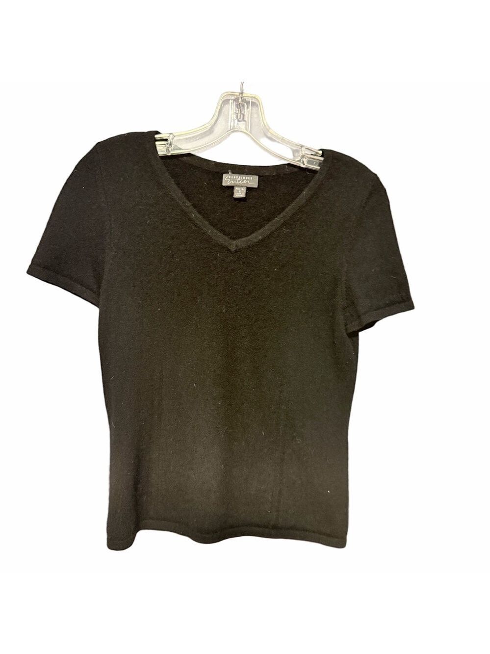 Classiques Entier Black Cashmere V-Neck Short Sleeve Top Size SP